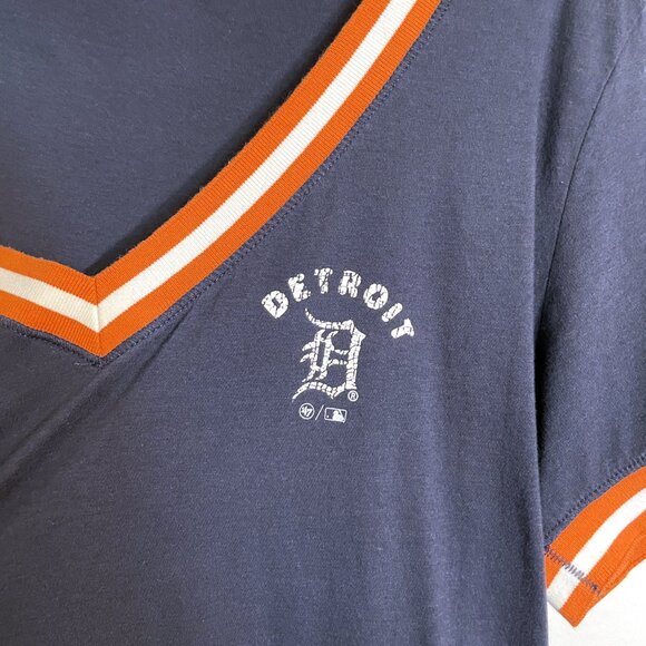 Detroit Tigers Women’s 47 Brand Navy V-Neck T-Shirt L - Picture 3 of 9
